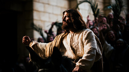 Fototapeta premium historical style painting representing palm sunday.