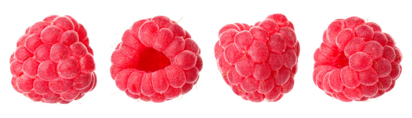 Raspberries isolated on white, set. Summer berry © New Africa