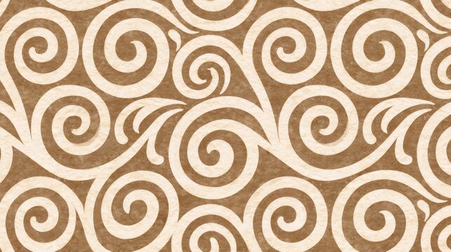 Vintage floral swirl pattern with brown beige background