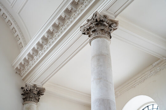 Ornate columns inside historic church