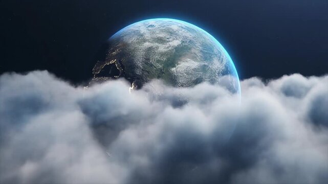Realistic Earth Seen From Outer Space Slow Zoom Atmosphere
