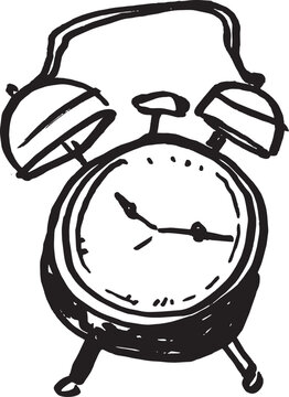 clock alarm time vector line art drawing illustration 