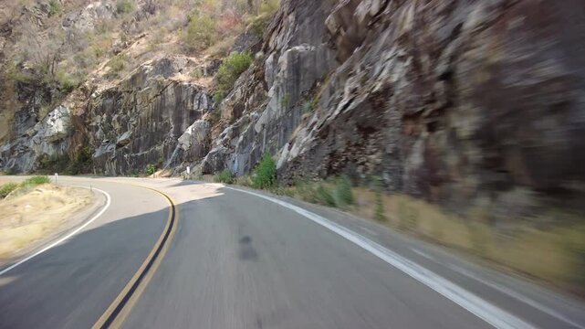 Kings Canyon Scenic Byway East Section 36 Eastbound MultiCam Front View Driving Plate California USA