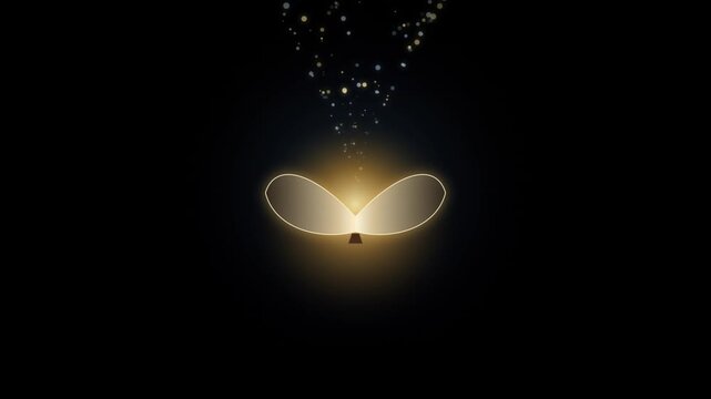 Ethereal glowing fairy wings emitting floating light particles in the dark