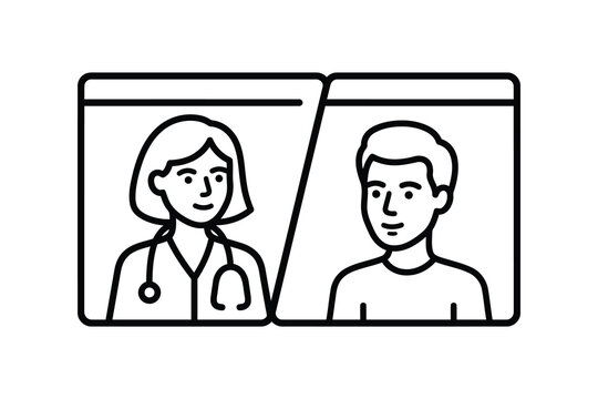 Doctor video call with patient on computer screen