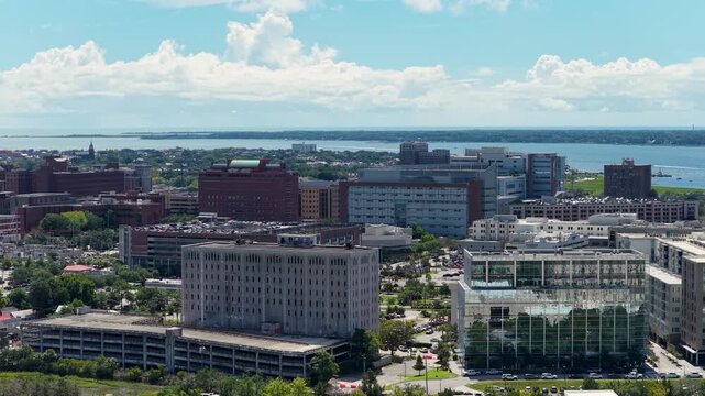 Aerial footage of homes, office buildings and apartments n Charleston South Carolina USA