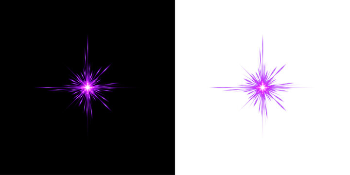 Vibrant purple light burst effect sparkling energy magical illumination isolated on transparent background