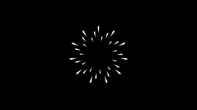 Abstract fireworks circle explosion with glowing ellipse lines, vector explosions motion effects, pop up blast circle burst motion graphics,circle burst animation black background in. 4k loop video