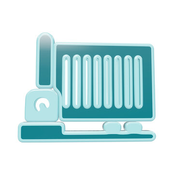 3D teal icon of a secure door access system with card reader and vertical slotted panel isolated on a transparent background