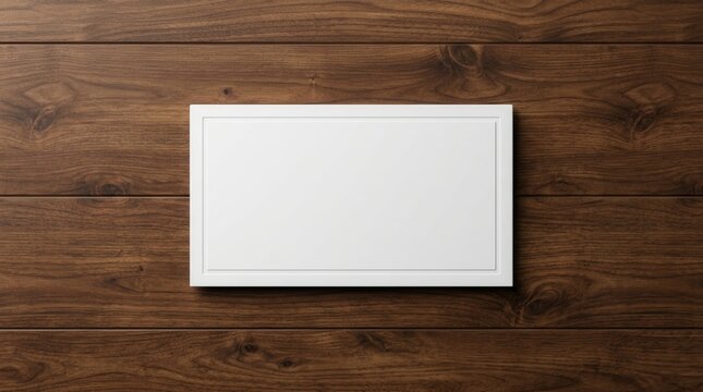 Mock up place on a white empty nameplate mounted on a wooden office entrance door