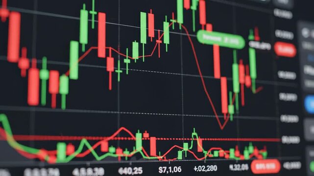 Candlestick chart analysis with moving averages during volatile market conditions