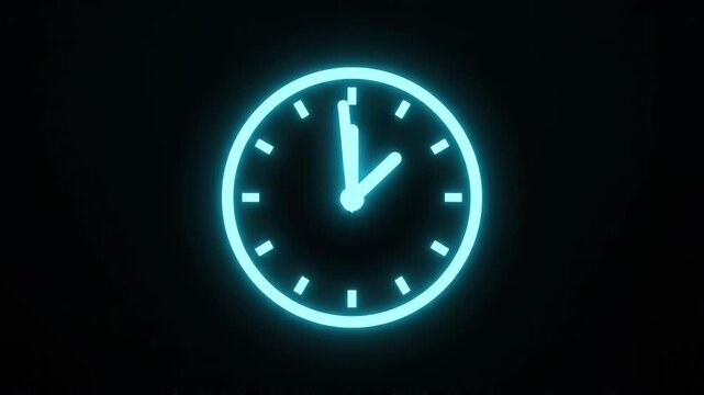 Digital clock faces transitioning through time with glowing blue numbers against a dark background