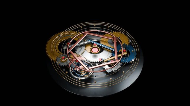 Luxury mechanical watch mechanism in motion