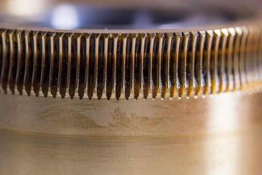Bronze worm gear, close-up photo.