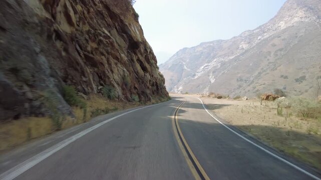 Kings Canyon Scenic Byway East Section 36 Eastbound MultiCam Rear View Driving Plate California USA