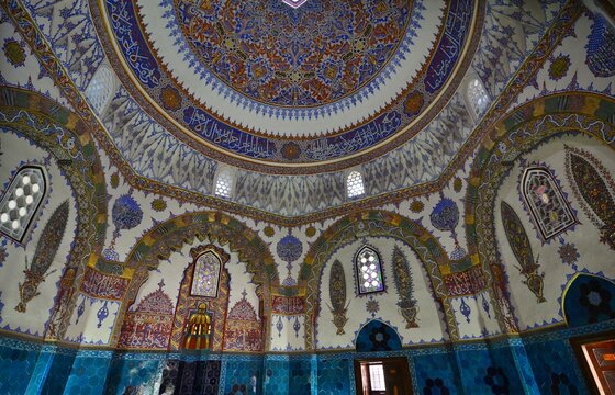 A view of the Tomb of Cem Sultan in the city of Bursa, Turkey. It is renowned for its tilework and hand-painted ornamental decorations.