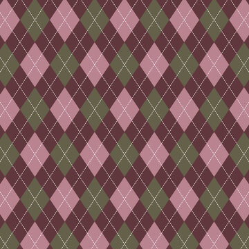 Retro seamless argyle pattern in burgundy, green, and pink