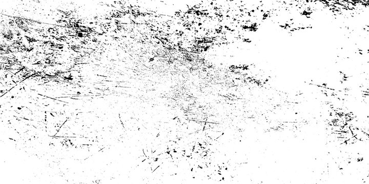 Monochrome texture composed of irregular graphic elements. Distressed uneven grunge background. Abstract vector illustration. Isolated on white background.
