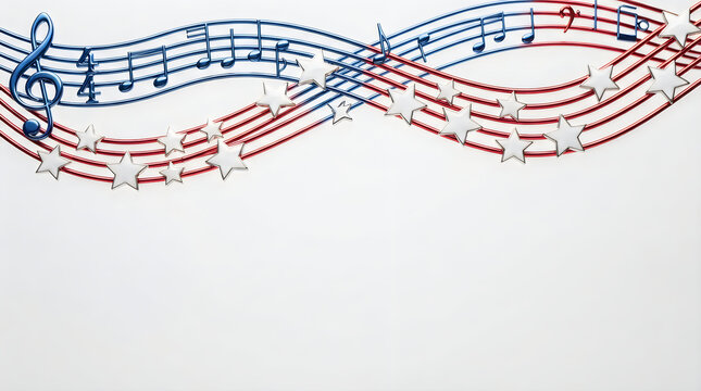 Wavy musical staff with notes and shiny stars decoration for creative music design projects
