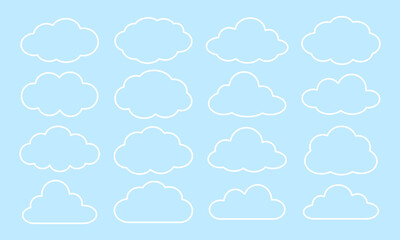 Obraz premium Cloud set on blue background, cozy, fluffy clouds