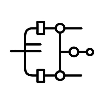 Electrical circuit diagram with parallel and series connections.
