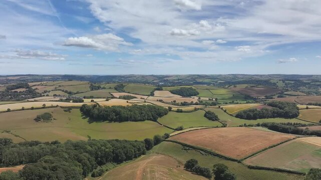 Devon Fields and Farms over Torquay and Paignton from a drone, Devon, England