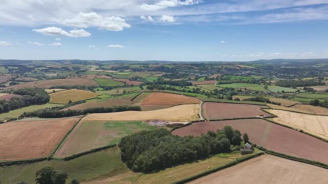 Devon Fields and Farms over Torquay and Paignton from a drone, Devon, England