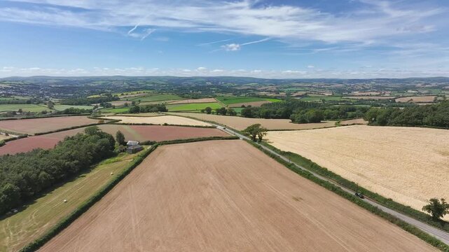 Devon Fields and Farms over Torquay and Paignton from a drone, Devon, England