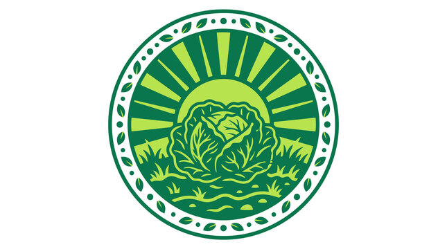 Circular cabbage vegetable farm logo design.