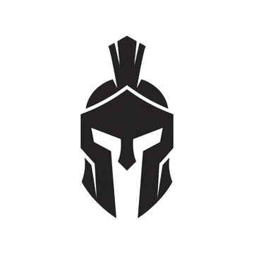 Minimalist black silhouette of a spartan helmet isolated on a white background for logo and design projects