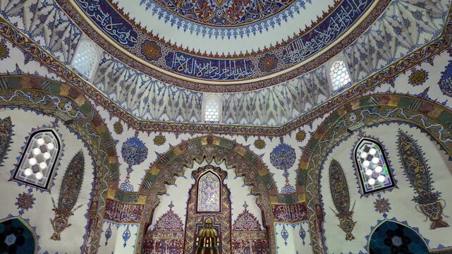 A view of the Cem Sultan Tomb in the city of Bursa, Turkey. It is renowned for its tiles and hand-painted ornamental decorations.