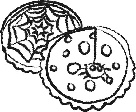 Hand Drawn Halloween Spider Web Cookies Illustration
