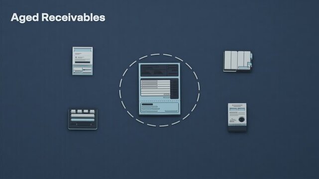 Each aged receivable receives individual review as dunning escalates and installment arrangements replace overdue balances. Flat 3D style with an English title card.
