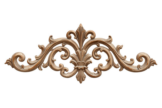 Antique brown ornamental carved wood flourish