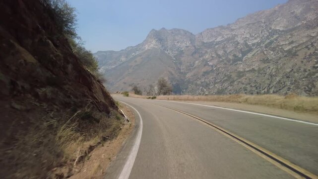 Kings Canyon Scenic Byway East Section 37 Eastbound MultiCam Rear View Driving Plate California USA