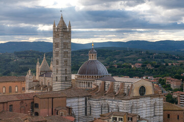 Fototapeta premium Panoramic view of Siena Cathedral Duomo di Siena in Tuscany Italy