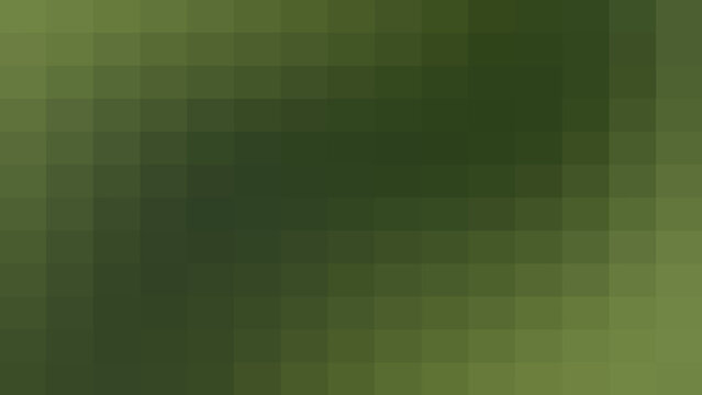 An understated and earthy pixelated mosaic background composed of uniform square blocks, showcasing a rich palette of deep forest green, muted olive, and army green shades