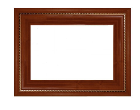 Isolated Photo Frame, Wooden Brown  Frame PNG