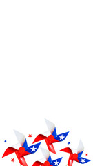Obraz premium Red, white, and blue pinwheels with stars on a transparent background, symbolizing american celebration