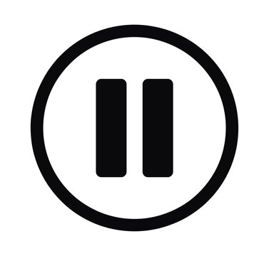 A simple and clear black and white graphic icon representing a pause button often used for media playback and control interfaces