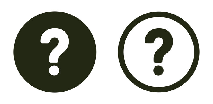 Two stylized question mark icons presented side by side one solid circle and one with an outline