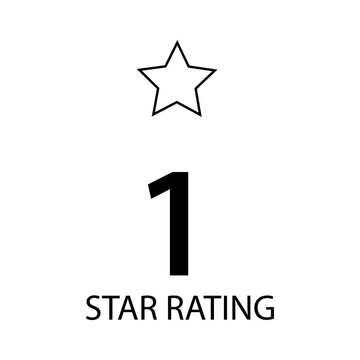 One star rating icon with a black star shape and the number one below for quality evaluation