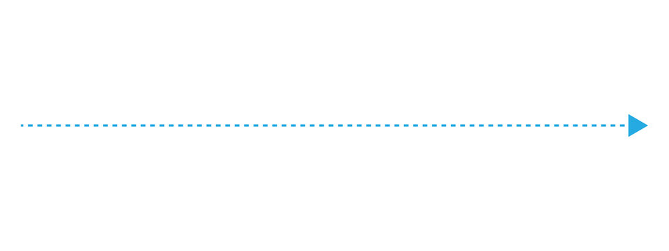 Blue dashed line arrow pointing to the right as a simple direction symbol for navigation