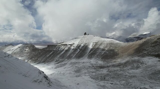 Aerial Drone Footage of Mount Kailash Inner Kora Pilgrimage Route in Tibet