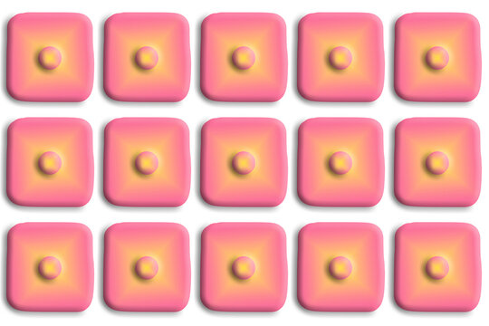 Skeuomorphic Beveled Pink Yellow Studded App Tile Grid PNG