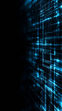 Glowing Blue Digital Circuit and Data Network Background