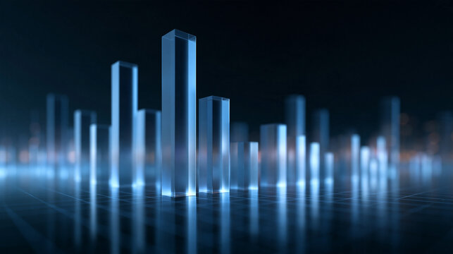 Futuristic Bar Chart Representing Business Growth and Financial Data