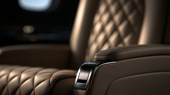 Luxury Leather Seat Inside Private Jet Interior
