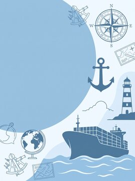 Pirate Ship Sailing on the Sea Vector Illustration with Ocean Waves, Nautical Adventure, Vintage Maritime Design and Cartoon Travel Theme