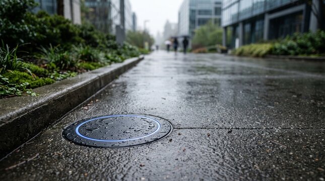 Flush pavement charger detail after curb installation
